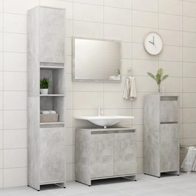 Set mobili da bagno 3 pz grigio cemento in truciolato