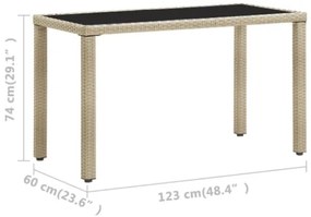 Tavolo da Giardino Beige 123x60x74 cm in Polyrattan