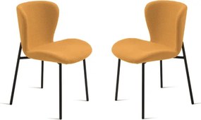 Sedia imbottita in tessuto soggiorno Giallo ABRAM 2 sedie
