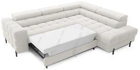 Divano angolare color crema allungabile/con contenitore (con penisola a destra/a L) con rivestimento in bouclé Ferucce – ELTAP