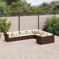 Set Divani da Giardino 9pz con Cuscini Marrone in Polyrattan 3308313