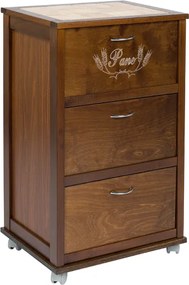 Carrello mobiletto con ante a ribalta e piano in mattonelle NOCE