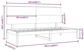 Dormeuse Marrone Miele 90x200 cm in Legno Massello di Pino