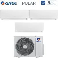 Climatizzatore Condizionatore Gree Trial Split Inverter serie PULAR 9+18+18 con GWHD(42)NK6LO R-32 Wi-Fi Integrato 9000+18000+18000 btu