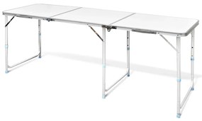 Tavolo da Campeggio Pieghevole Alluminio Regolabile 180x60 cm