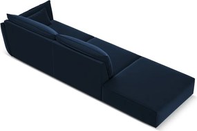 Divano blu scuro con penisola a destra con rivestimento in velluto 264 cm Vanda – Mazzini Sofas