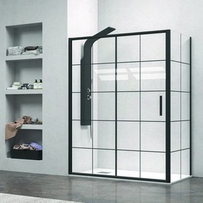 Kamalu - cabina doccia colore nero 150x80 vetro con riquadri neri nico-d3000s