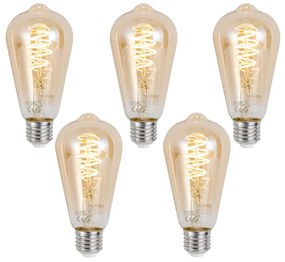 Set di 5 Lampadina LED dimmerabile Smart E27 ST64 Ambra 4.9W 320lm 2500K