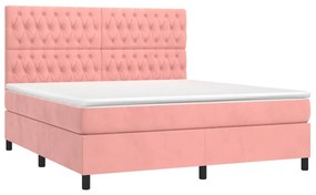 Letto a Molle con Materasso e LED Rosa 180x200 cm in Velluto