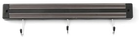 Barra portacoltelli magnetica nera con 3 ganci, lunghezza 34 cm - Hendi
