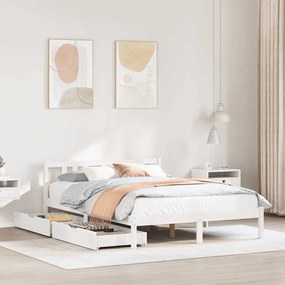 Letto Senza Materasso Bianco 160x200 Cm Legno Massello Di Pino /
