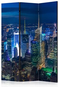 Paravento design Manhattan - notte (3 parti) - architettura della città di notte