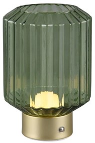 Lampada da tavolo LED dimmerabile in verde e oro con paralume in vetro (altezza 19,5 cm) Lord - Trio