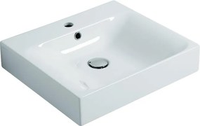 Lavabo sospeso quadrato Cento60 cm H 10 x P 45 cm in ceramica bianco