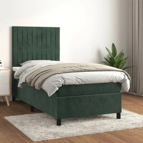 Giroletto A Molle Con Materasso Verde Scuro 100x200 Cm Velluto /