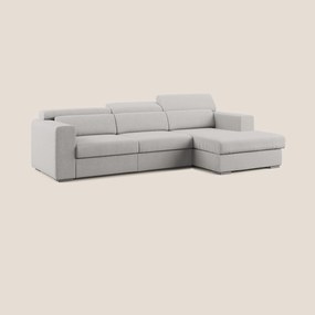 Vegas divano angolare con poggiatesta reclinabili in microfibra impermeabile T11 grigio chiaro