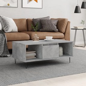 Tavolino Salotto Grigio Cemento 90x50x36,5 Cm Legno Multistrato /
