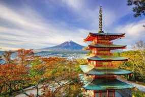 Carta da parati autoadesiva – Vista su Pagoda Chureito e monte Fuji