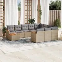 Set Divani da Giardino 11 pz con Cuscini Beige in Polyrattan 3258769