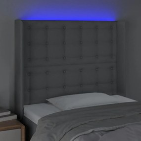 Testiera a led grigio chiaro 103x16x118/128 cm in tessuto