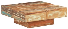 Tavolino Da Salotto 80x80x28 Cm İn Legno Massello Di Recupero /
