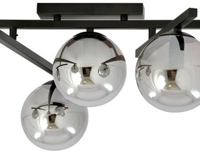 Plafoniera Moderna 5 Luci Teti In Acciaio Nero Bracci Regolabili E Vetro Fumè