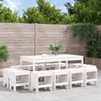 Set da Pranzo per Giardino 13pz Bianco Legno Massello di Pino 3157722