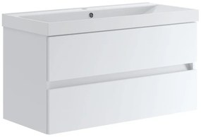 Mobile sottolavabo e lavabo Kora laccato opaco bianco H 50 x P 45.5 cm 2 cassetti