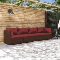 Set Divani da Giardino 4 pz con Cuscini in Polyrattan Marrone 3101427