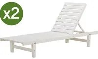 Lettino Set di 2 lettini in legno L194xL65xH96cm Rawai colore Bianco