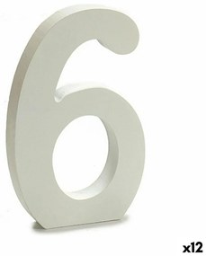 Numeri 6 Legno Bianco (1,8 x 21 x 17 cm) (12 Unità)