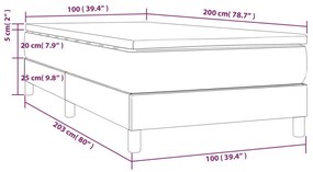 Giroletto a Molle con Materasso Marrone Scuro 100x200cm Tessuto