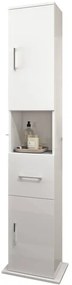 Colonna per mobile bagno Simona 1 cassetto 2 ante P 40 x L 31.6 x H 190 cm bianco pvc