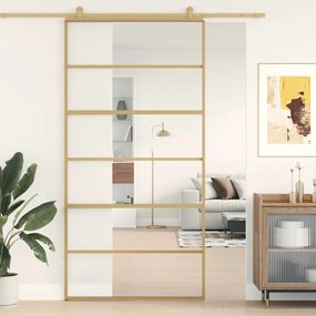 Porta Scorrevole Oro 102,5x205 Vetro Trasparente Esg Alluminio /