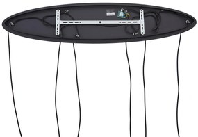 Lampada a sospensione moderna nera con vetro bianco rettangolare a 6 luci - Misty