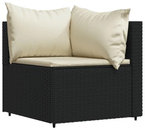 Set Divani da Giardino 3 pz con Cuscini Nero in Polyrattan