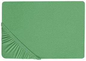Lenzuolo con angoli cotone verde 160 x 200 cm JANBU Beliani