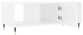 Tavolino da Salotto Bianco Lucido 102x50x40cm Legno Multistrato