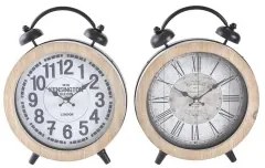 Orologio da Tavolo DKD Home Decor 25,8 x 8 x 32 cm Naturale Bianco Ferro Tradizionale Legno MDF (2 Unità)