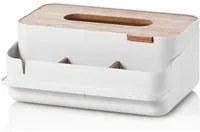 Organizer con portafazzoletti SEATTLE bianco in abs e legno