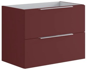 Mobile da bagno sospeso sotto lavabo L 79.5 x H 60 x P 45.5 cm rosso opaco, 2 cassetti Brera