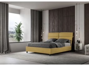 Letto matrimoniale e rete 160x190 in microfibra ocra Nandy