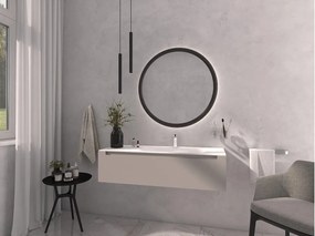 Koh-i-noor Rubino specchio tondo 80 cm con cornice bombata in legno massello di faggio verniciato soft nero