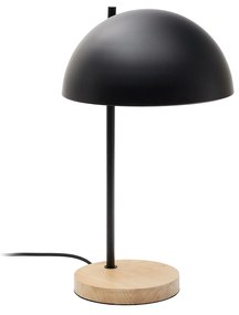 Kave Home - Lampada da tavolo Catlar in legno di frassino e metallo con finitura in nero e adattatore