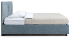 Letto matrimoniale imbottito blu con contenitore, materasso e rete inclusi 160x200 cm Myra Slim Line – Bonami Selection