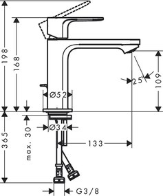 Miscelatore lavabo 110 con piletta di scarico cromo Rebris E 72557000 Hansgrohe