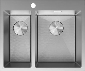 Mexen Flexo lavello in acciaio 1,5 vasche 610 x 510 mm, inox HC - 6446611500-01HC