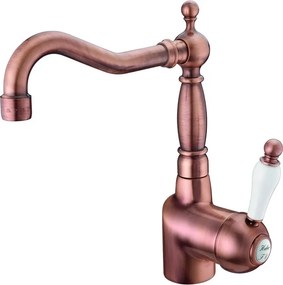 Rubinetto per lavabo getto laminare cristallino OXFORD rame spazzolato satinato HUBER H 26 cm