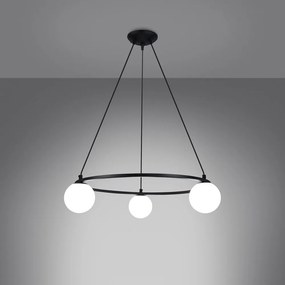 Lampadario bianco/nero con paralume in vetro Umerta – Sollux