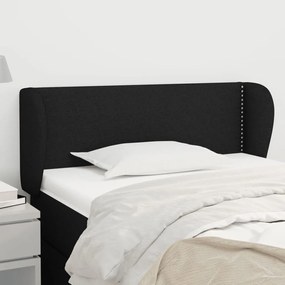 Testiera Ad Orecchio Nera 93x23x78/88 Cm İn Tessuto /